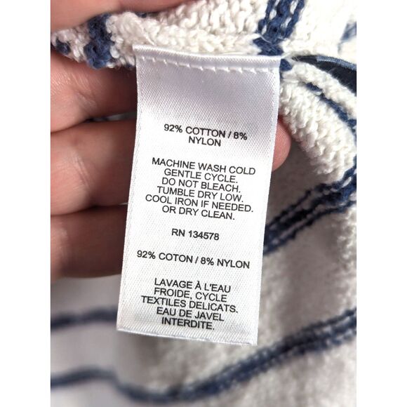 VINEYARD VINES Men's Beach Nautical Fisherman Knit Hoodie Sweater Cream/Navy XL - Picture 5 of 5